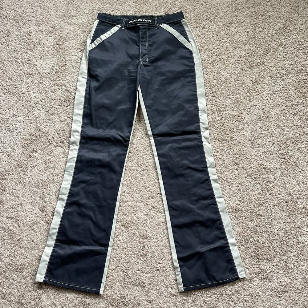 KRONK Womens Y2K Nylon No Doubt Moto Emo Punk Shiny Skater LowRise Pants Size 10